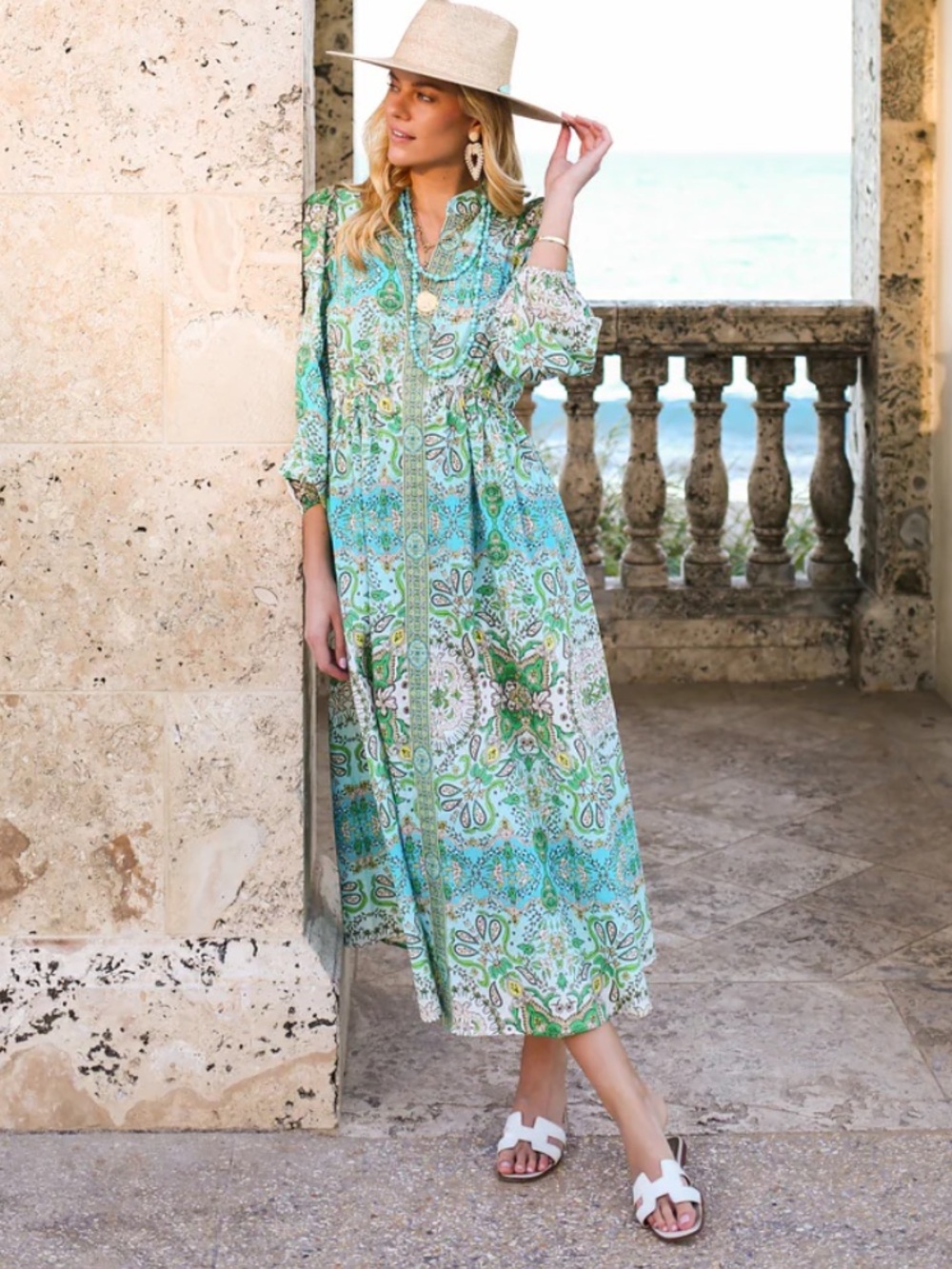 Everyone Loves The Weekend East Hampton Dress 100% Cotton Paisley XS New - Picture 5 of 10